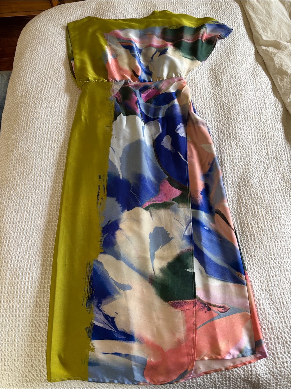 Zara Olive & Multi Abstract-Print Midi Dress